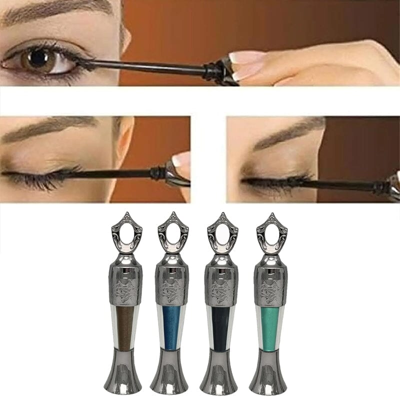 Eyeliner brush dipping into natural powder, preparing to create a stunning, smudgeproof line.