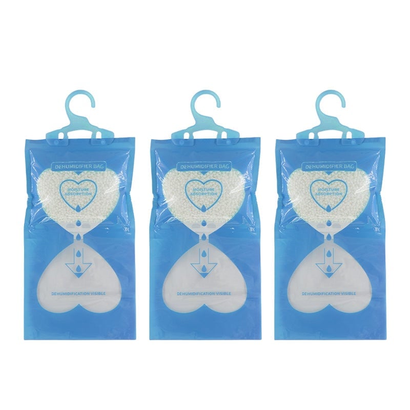 Long-lasting hanging dehumidifier, keeping closets and rooms dry and fresh.