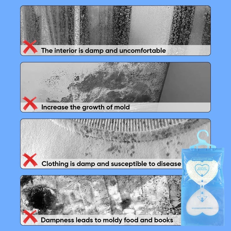 Closet care desiccant bag, reducing humidity and freshening air in wardrobes.