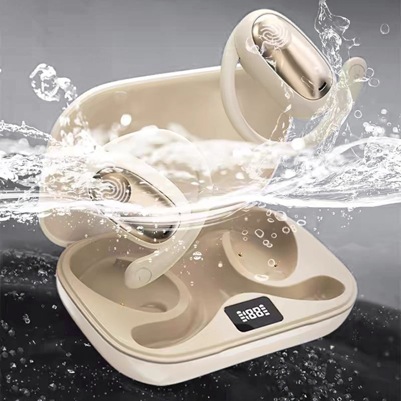 Wireless sport earphones with secure ear hook design, portable Bluetooth audio