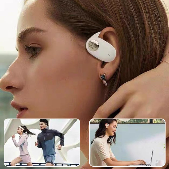 Compact Bluetooth earphones with ear hooks, delivering high-quality portable audio