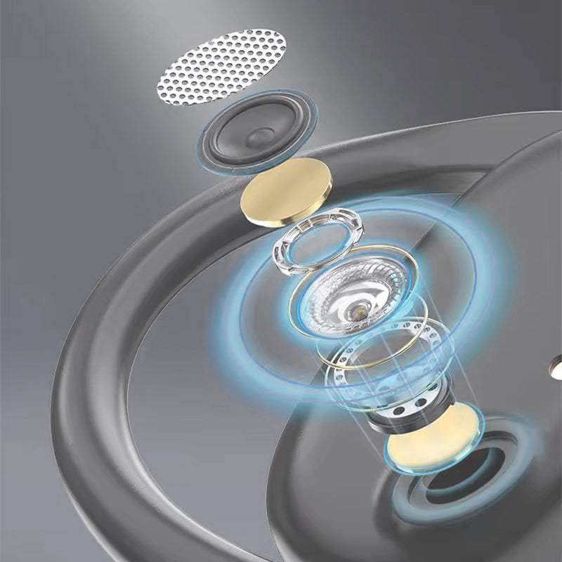 Portable Bluetooth earbuds with ear loops, ensuring a secure fit during exercise
