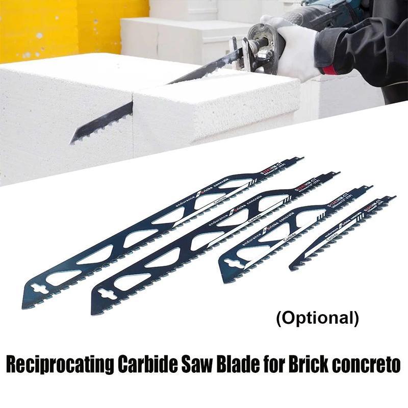 Reciprocating saw blade with hard alloy teeth, designed for efficient masonry and wood cutting