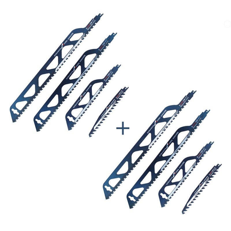 Reciprocating saw blade, hard alloy construction for precise wood, brick, and masonry cutting