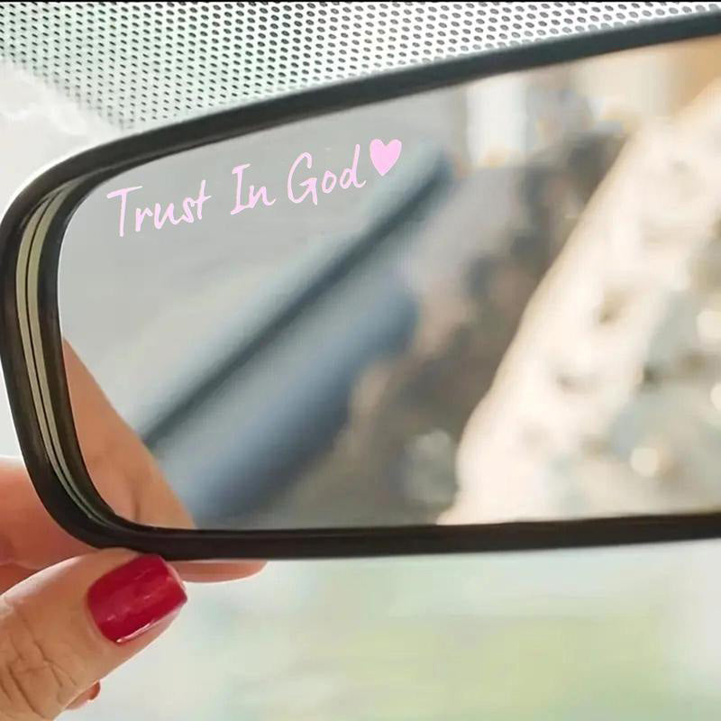 Auto mirror sticker with heart and personalized initial design