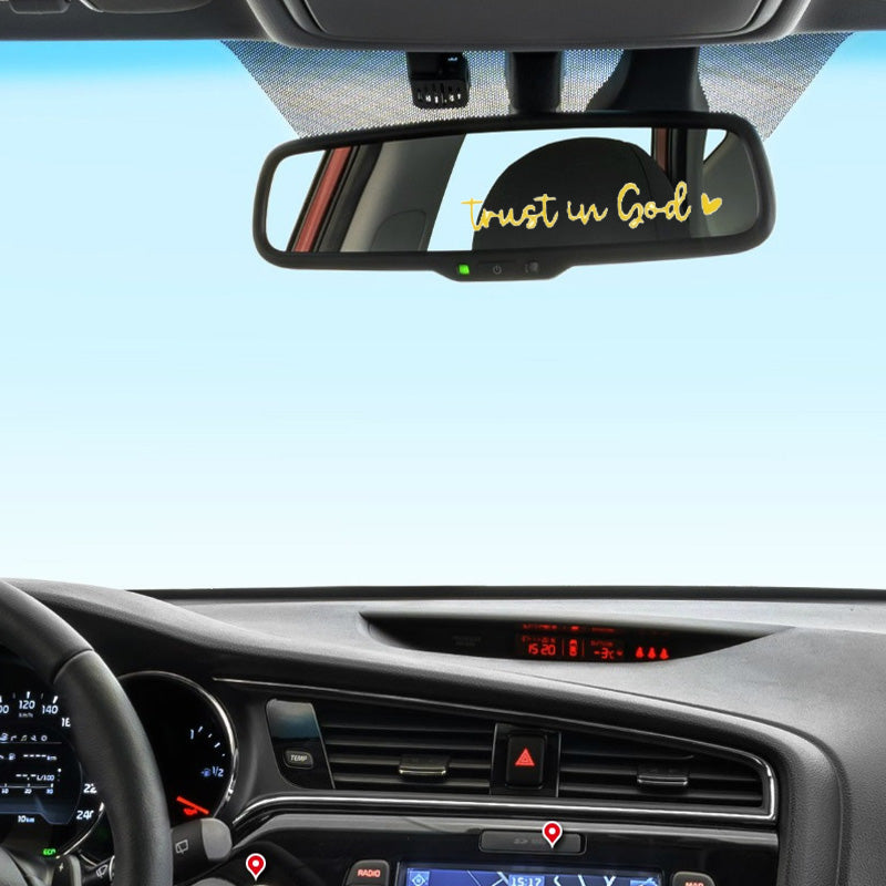 Heart shaped car mirror decal, personalized initial auto sticker