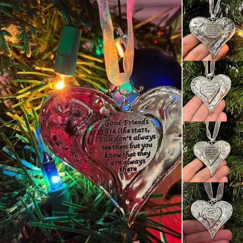 Close-up of a ceramic Heartfelt Message Christmas Ornament, ideal gift for loved ones, featuring personalized text.