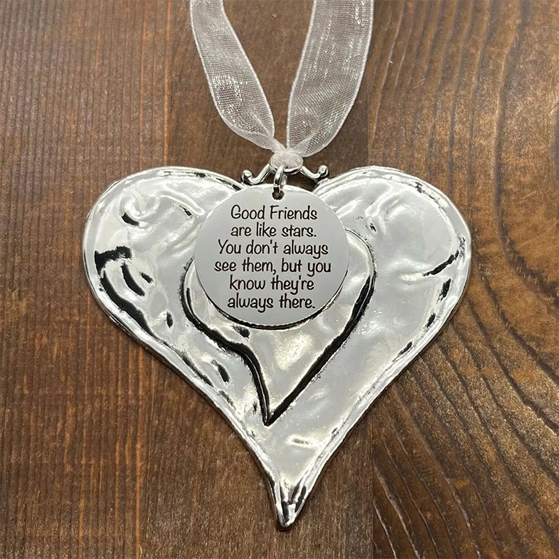 Heartfelt Message Christmas Ornament, red ribbon. Perfect holiday gift for sister, mother, or cherished friend.