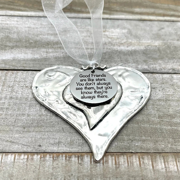 Group of assorted Heartfelt Message Christmas Ornaments, unique holiday decor gifts for family and friendships.
