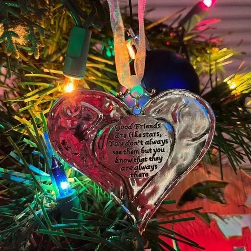 Detailed view of the 'Merry Christmas' text on a Heartfelt Message Ornament, a personalized holiday gift.