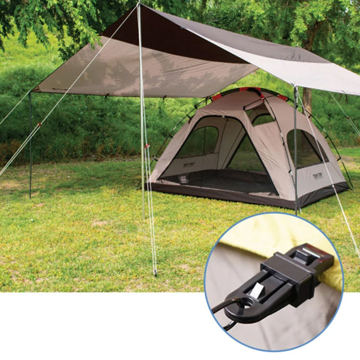 Innovative lock grip tarp clips, preventing slippage and ensuring reliable outdoor shelter.