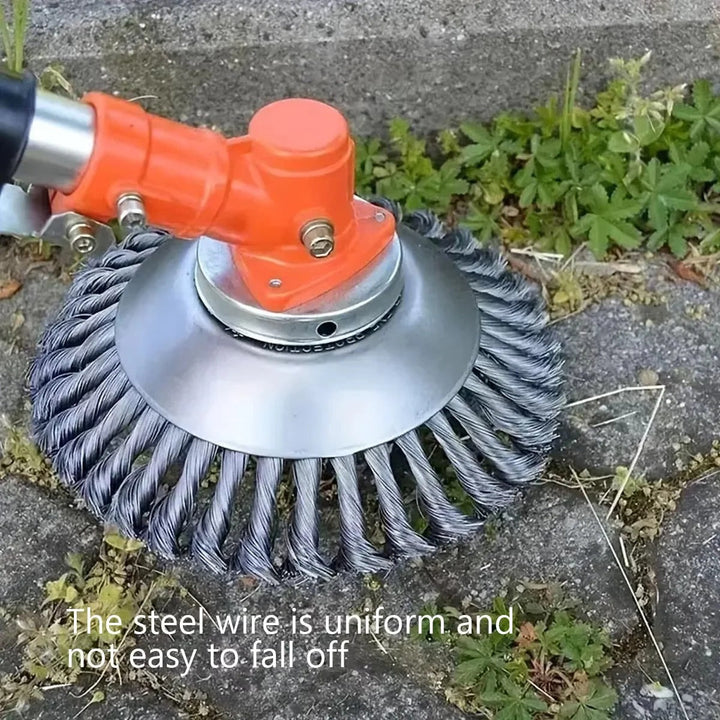 Efficient brush cutter attachment for string trimmers, tackling stubborn weeds and heavy garden growth.