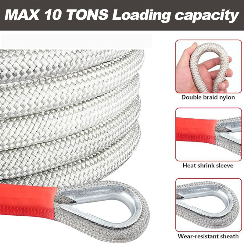 Heavy-duty kinetic off-road recovery tow rope for trucks and SUVs, emergency gear