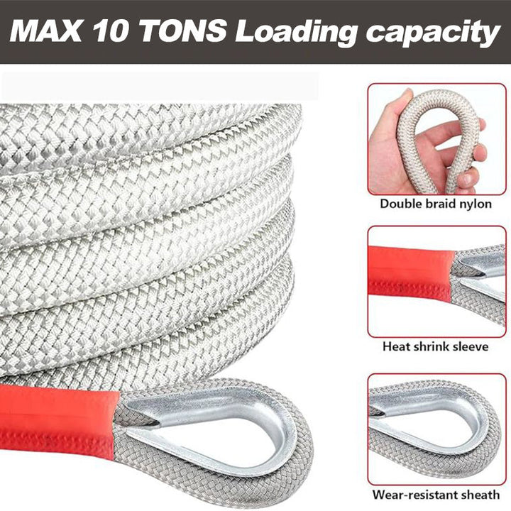 Heavy-duty kinetic off-road recovery tow rope for trucks and SUVs, emergency gear