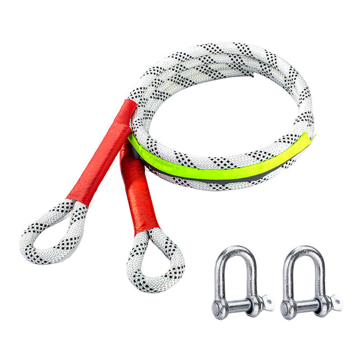 Essential off-road emergency gear: kinetic tow rope, shackles, and recovery bag