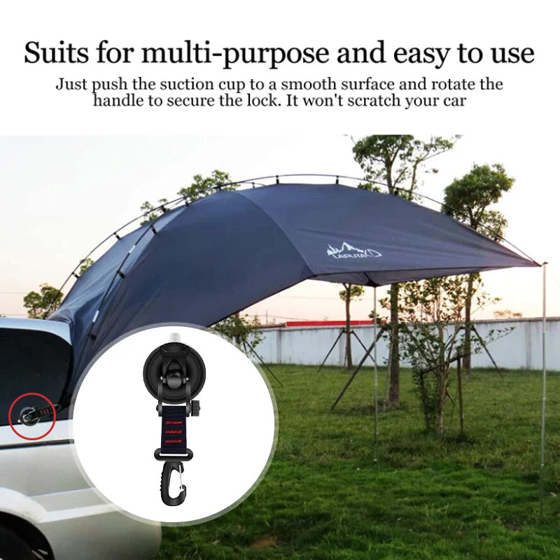 Close-up of a robust suction cup anchor hook, perfect for heavy-duty outdoor gear attachment.