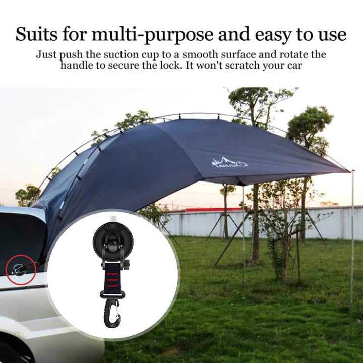 Close-up of a robust suction cup anchor hook, perfect for heavy-duty outdoor gear attachment.