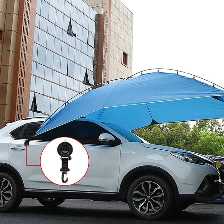 Pair of heavy-duty suction cup anchors with hooks, essential camping equipment.