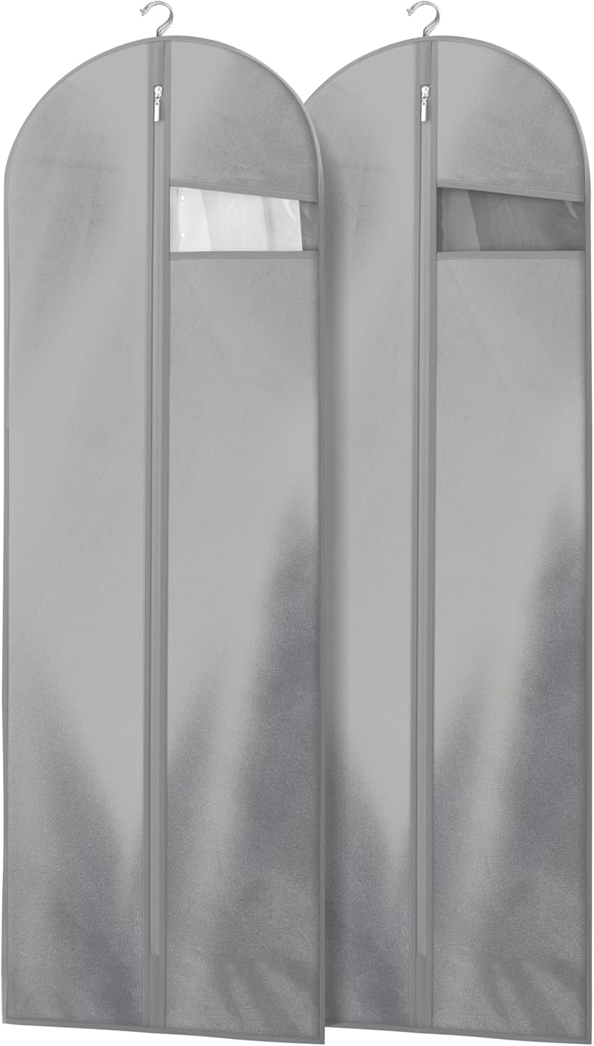 Wrinkle-free dress bag for travel, clear window, multiple pockets for accessories.