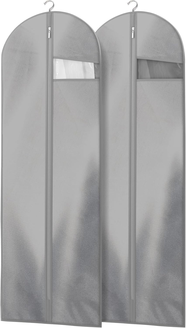 Wrinkle-free dress bag for travel, clear window, multiple pockets for accessories.