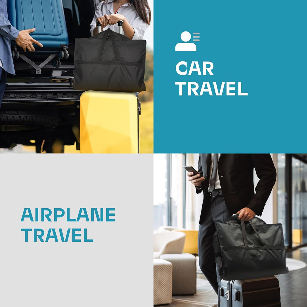 Heavy-duty garment bag, clear window for quick view, ideal for business trips.