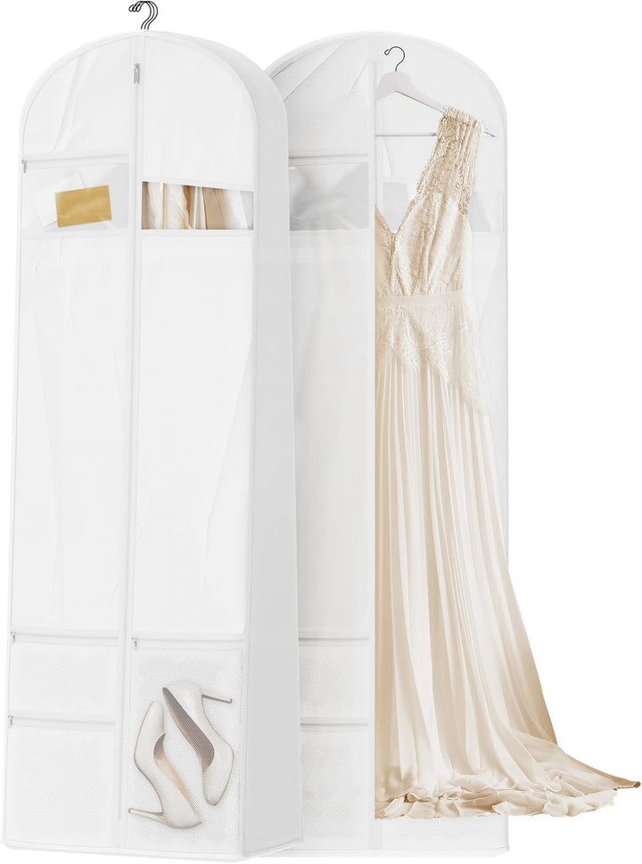 Unisex suit & dress protector, clear window, durable fabric, convenient accessory pockets.