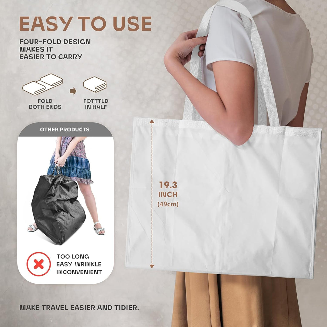 Clothing storage solution, clear window garment bag, durable & practical.