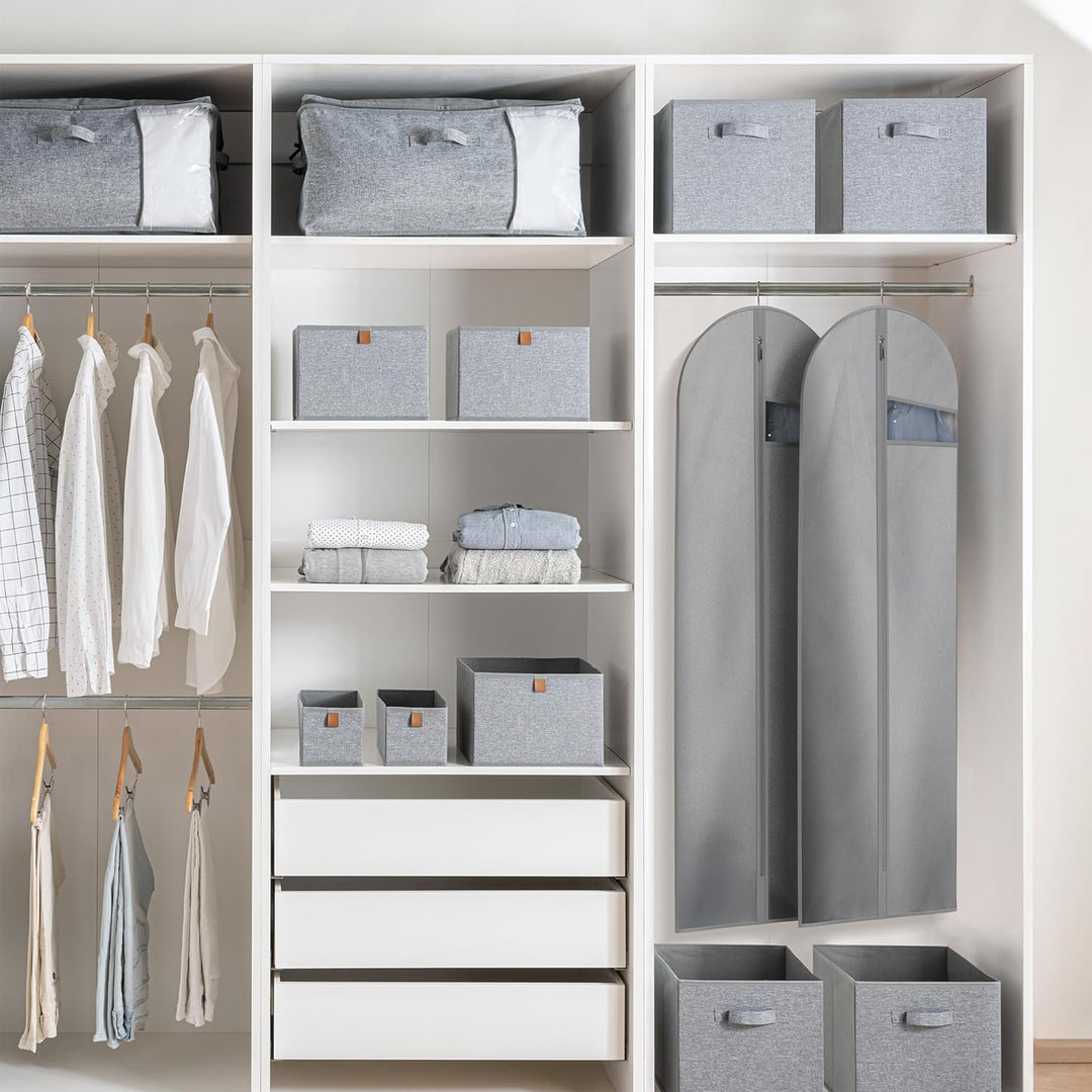 Heavy-duty suit bag, clear window, keeps apparel wrinkle-free & organized during travel.