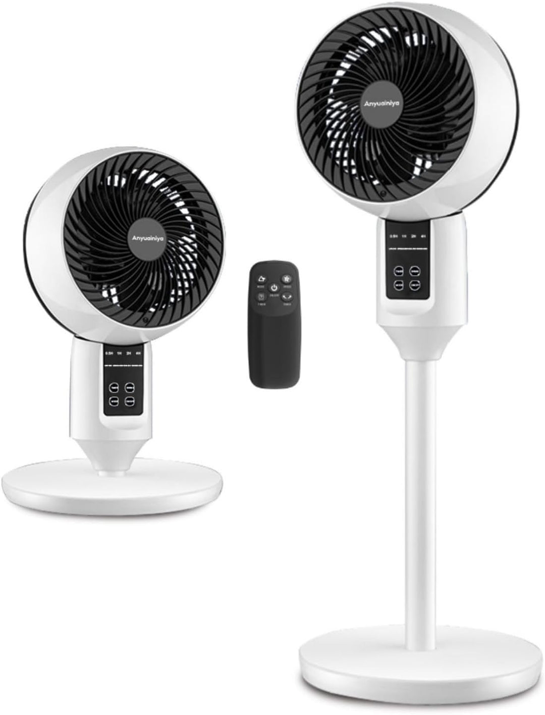 Modern quiet pedestal fan with remote control & adjustable height for optimal summer comfort & cooling.