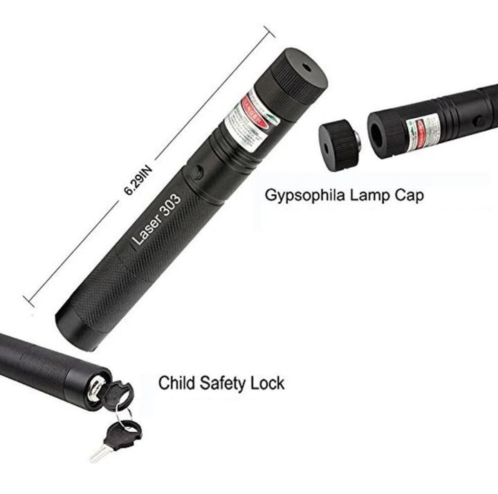 Versatile high-power dual-beam laser pointer (green/red) for outdoor exploration & indoor pointing tasks.
