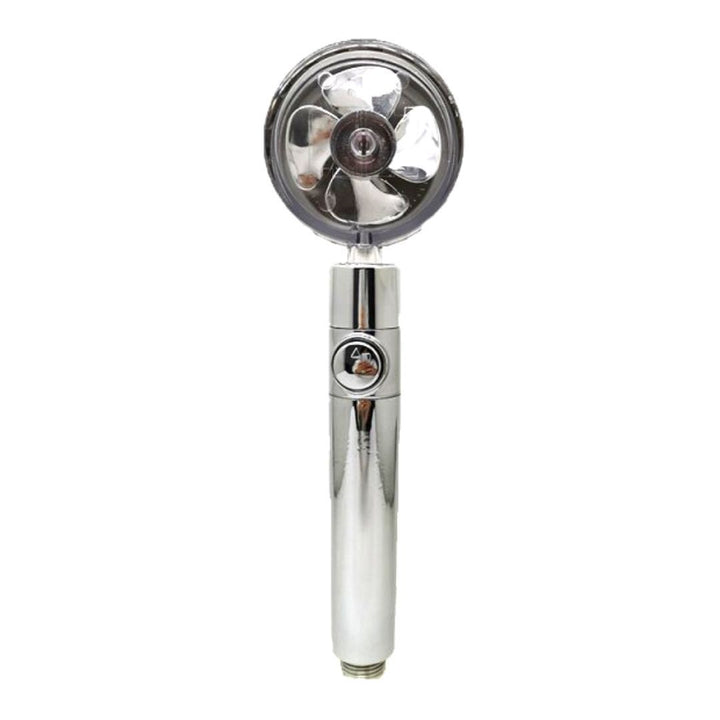 Handheld high-pressure shower head, universal connection, promoting water conservation.