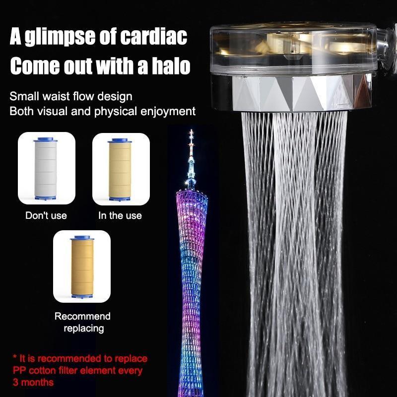 Bathroom shower head, high pressure, featuring a water-saving design and easy installation.