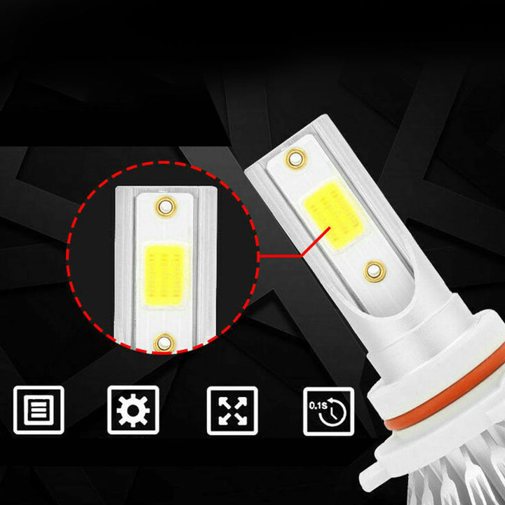 Driver's perspective with LED Headlights, showing clear road ahead, high visibility car lights