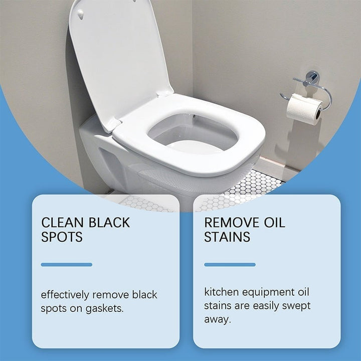 Close-up of Mold & Mildew Stain Remover Gel Cleaner applied to a tile grout line, actively cleaning