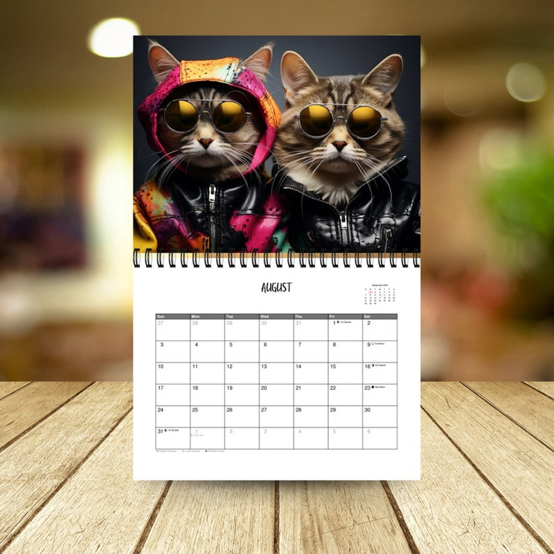 Decorative 2024 cat calendar, a unisex item with a comically annoyed feline.