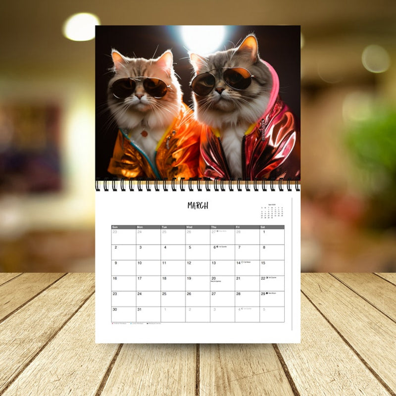 Stylish & humorous 2025 wall calendar, a perfect gift for cat lovers with a funny cat.