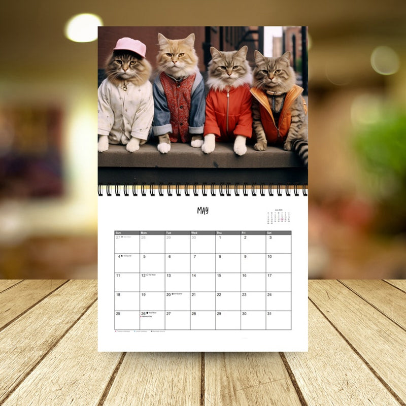 Unisex humorous 2025 cat calendar, a stylish gift featuring a funny grumpy cat.
