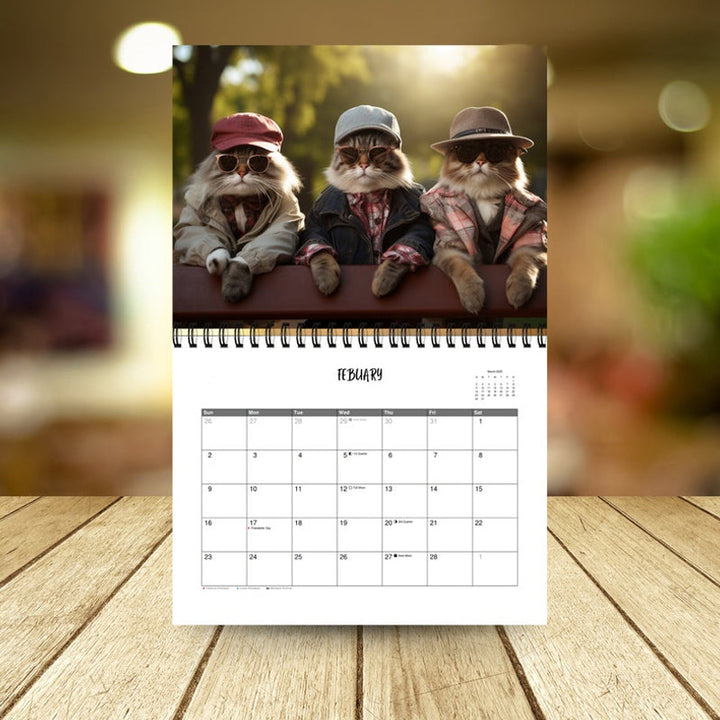 2024 wall calendar with a funny, stylish pissed-off cat. Great cat lover gift.