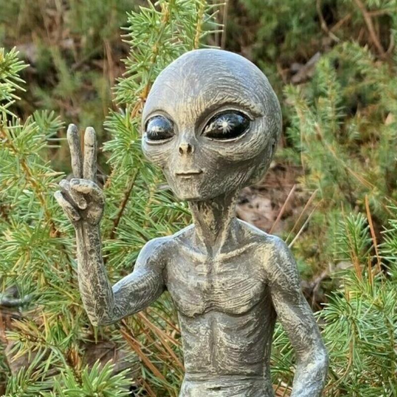 Durable resin alien garden statue, weather-resistant for long-lasting outdoor enjoyment