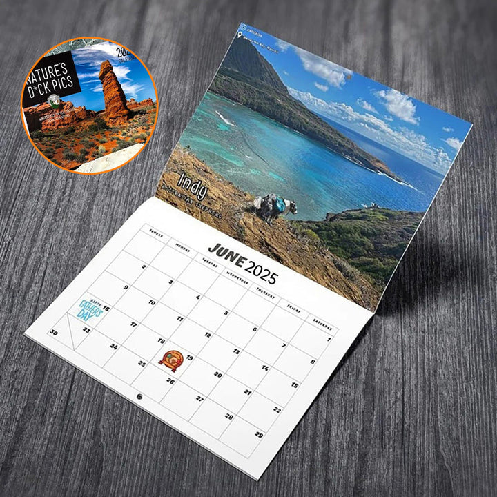 Wall hanging 2025 calendar with humorous nature art, a great funny gift