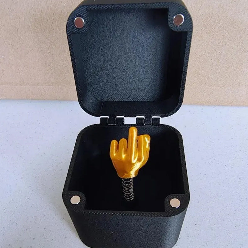 Humorous Prank Gag Gift Box for novelty desktop decor, black and gold plastic