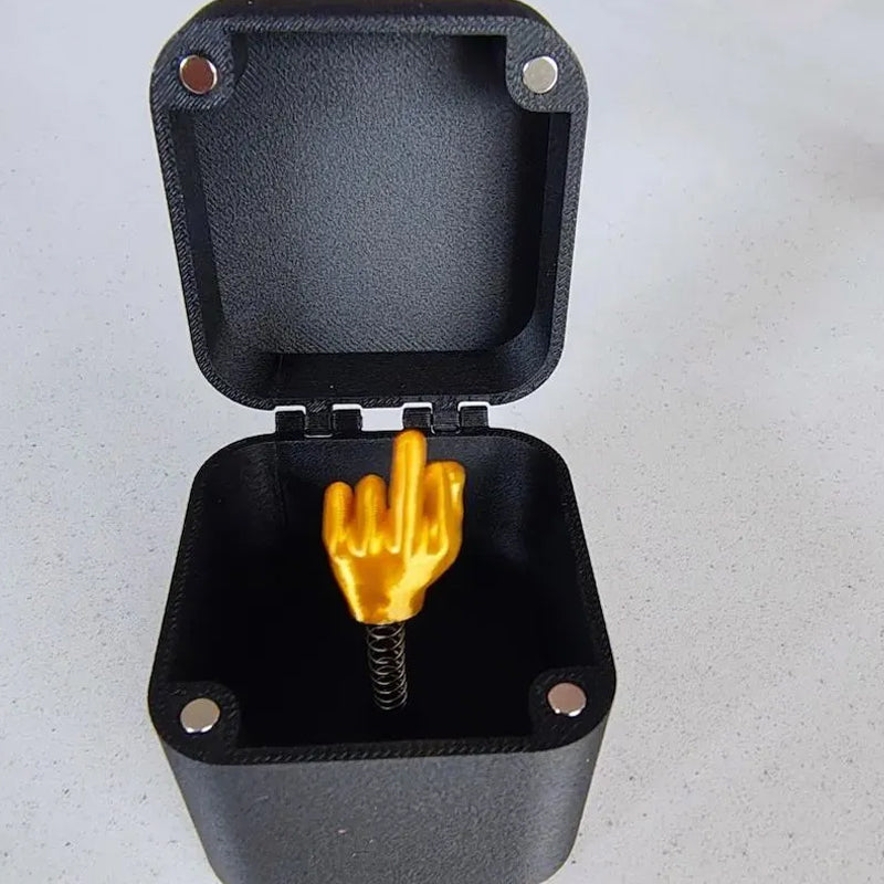 Gag Gift Box, black and gold, a durable plastic desk prank for humor