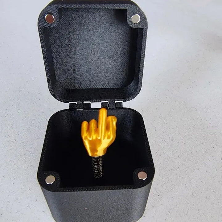Gag Gift Box, black and gold, a durable plastic desk prank for humor