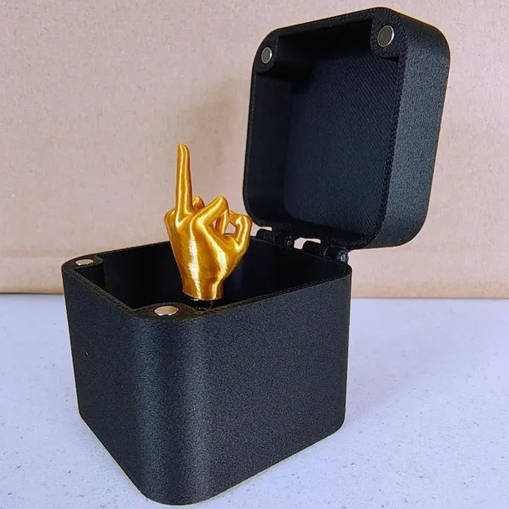 Desktop decor gag gift box, humorous black and gold plastic prank