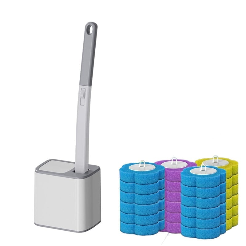Cleaning pad attaching to the disposable toilet brush for powerful stain removal