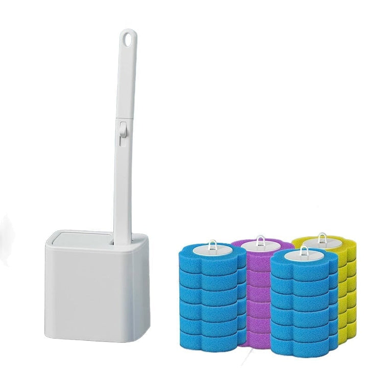 Full kit: Disposable toilet brush with caddy and a supply of cleaning pads