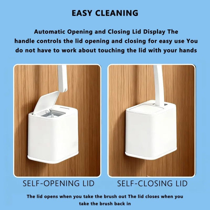 White disposable toilet brush with blue cleaning head, ready for use