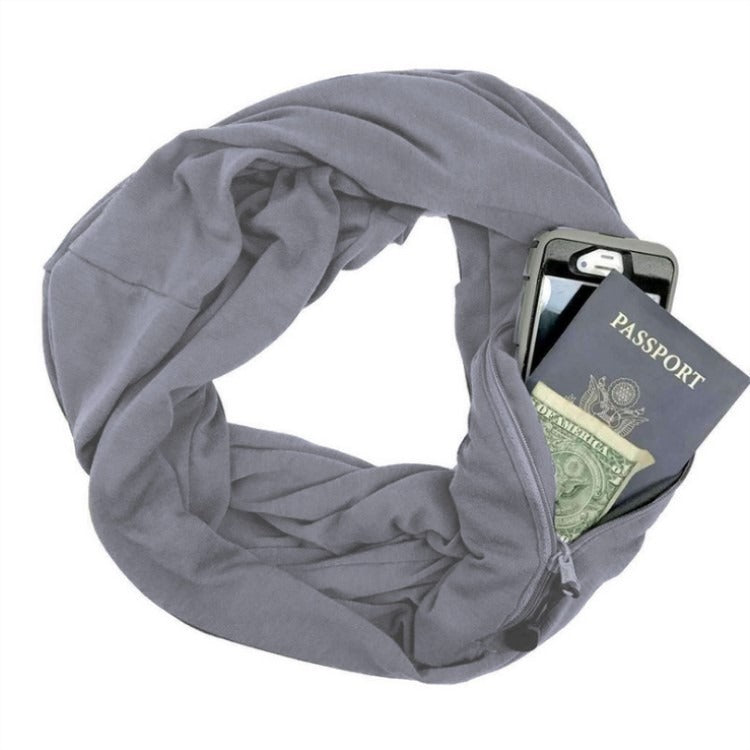 Unisex Infinity Scarf with Hidden Zipper Pocket