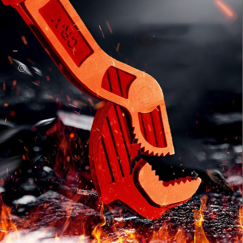 Ergonomic handle of a self-locking pipe wrench, designed for comfortable use by mechanics