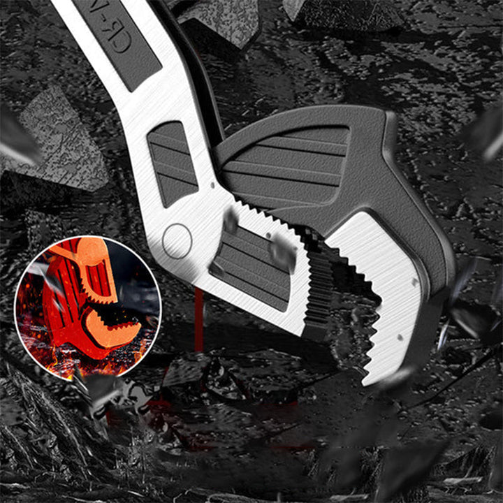 Adjustable self-locking pipe wrench, ideal for various pipe sizes in plumbing applications